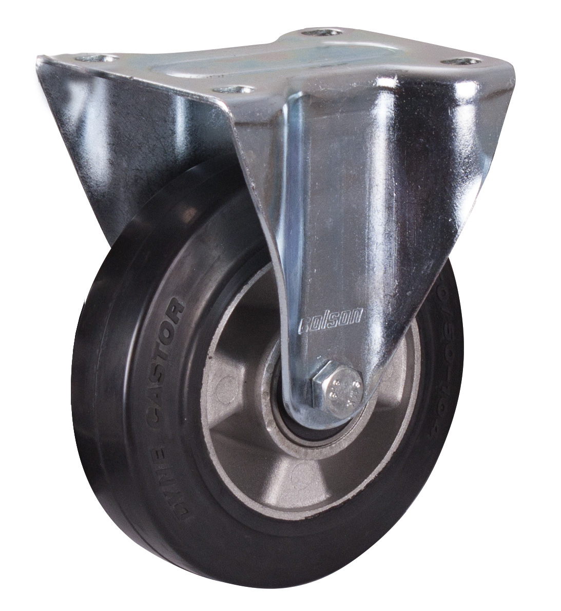 Zuverlässige Bockrolle 160 mm aus Elastikvollgummi, 300 kg Traglast, Bauhöhe 195 mm, geräuscharm Zuverlässige Bockrolle 160 mm aus Elastikvollgummi, 300 kg Traglast, Bauhöhe 195 mm, geräuscharm