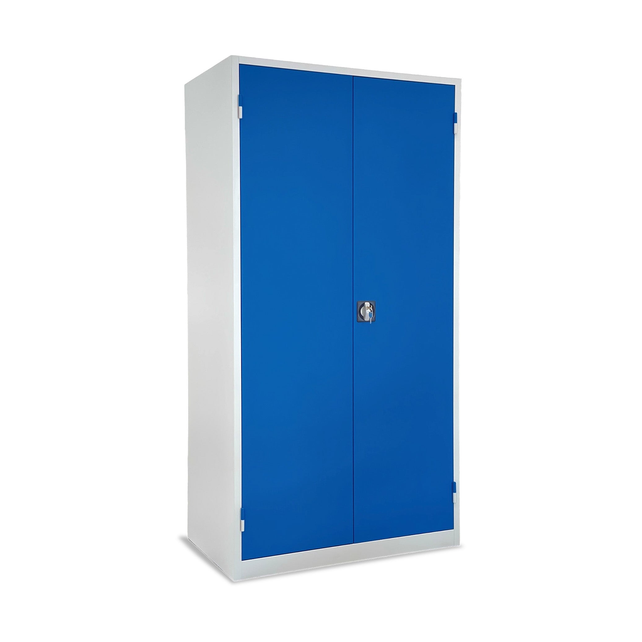 Werkstattschrank 1000 x 600 mm mit 4 Böden – 100 kg Tragkraft je Boden – Lichtgrau/Enzianblau – Sicher & Praktisch für Ihre Werkstatt