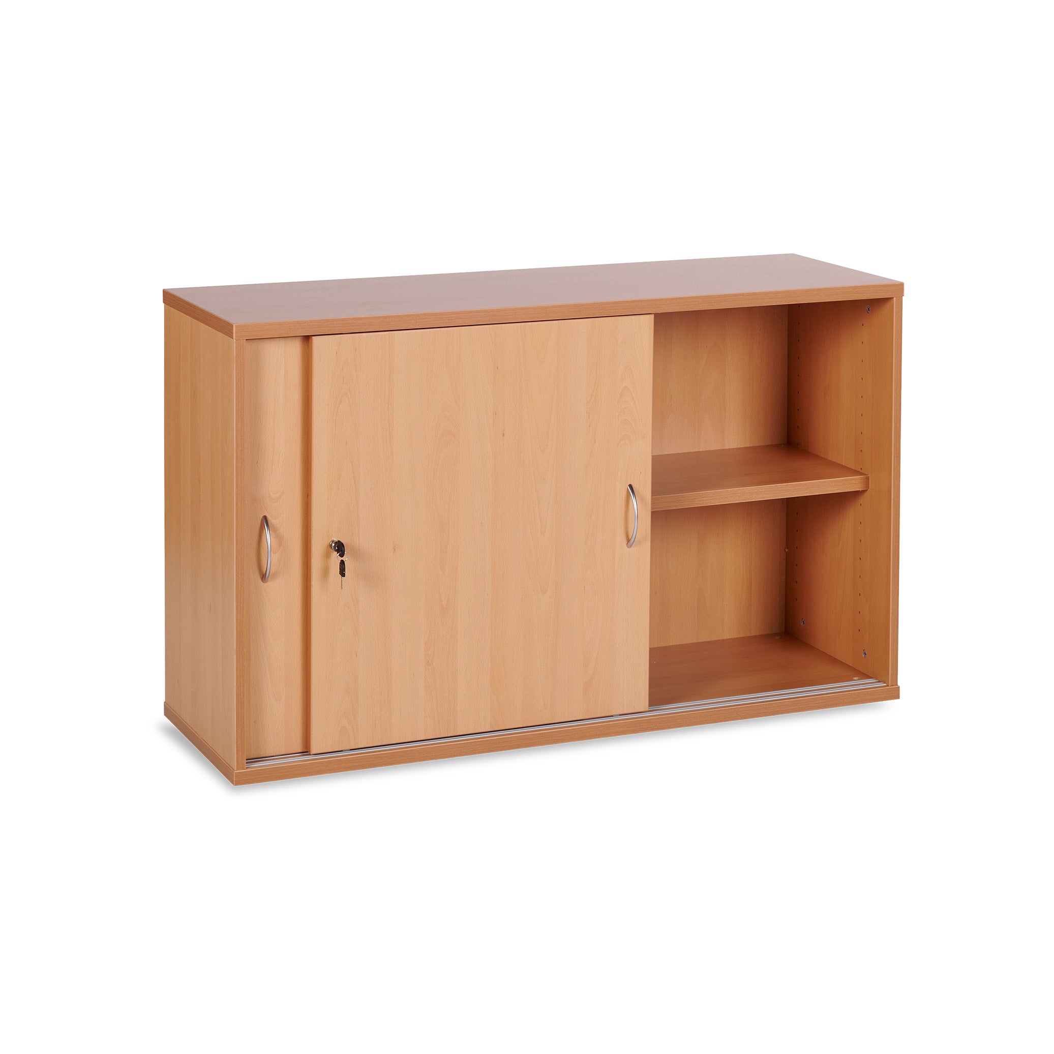 Robuster Schiebetürenschrank 1200 × 400 × 740 mm, 2 Ordnerhöhen, Farbe Buche/Buche