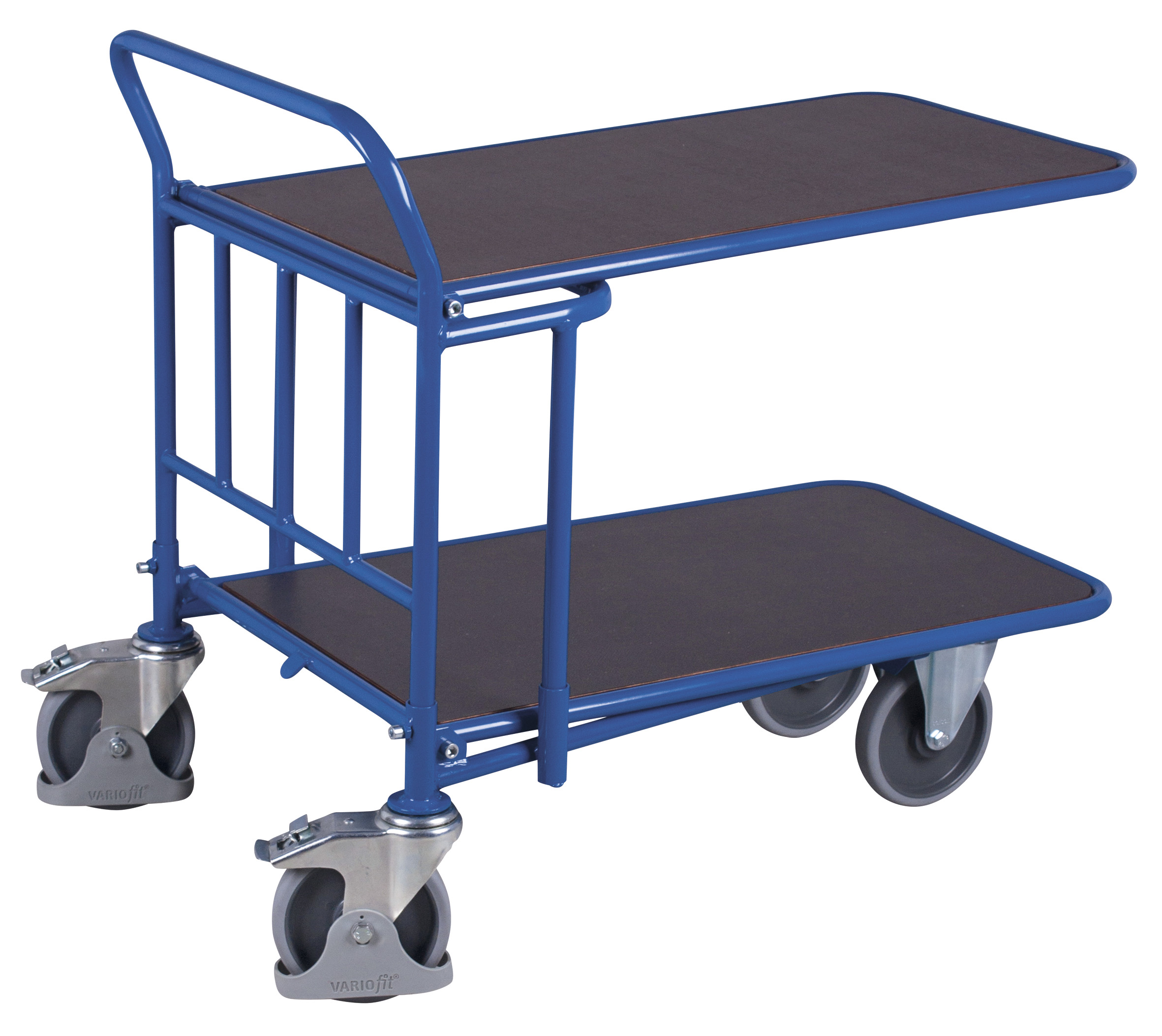 Stabiler C+C Wagen mit 2 Ladeflächen 1140 × 840 mm mit Siebdruck-Oberfläche, 500 kg Traglast, RAL 5010, ideal für Lager & Werkstatt Großzügiger C+C Wagen mit 2 Ladeflächen 1140 × 740 mm mit Siebdruck-Oberfläche, 500 kg Traglast, RAL 5010, ideal für Lager & Werkstatt