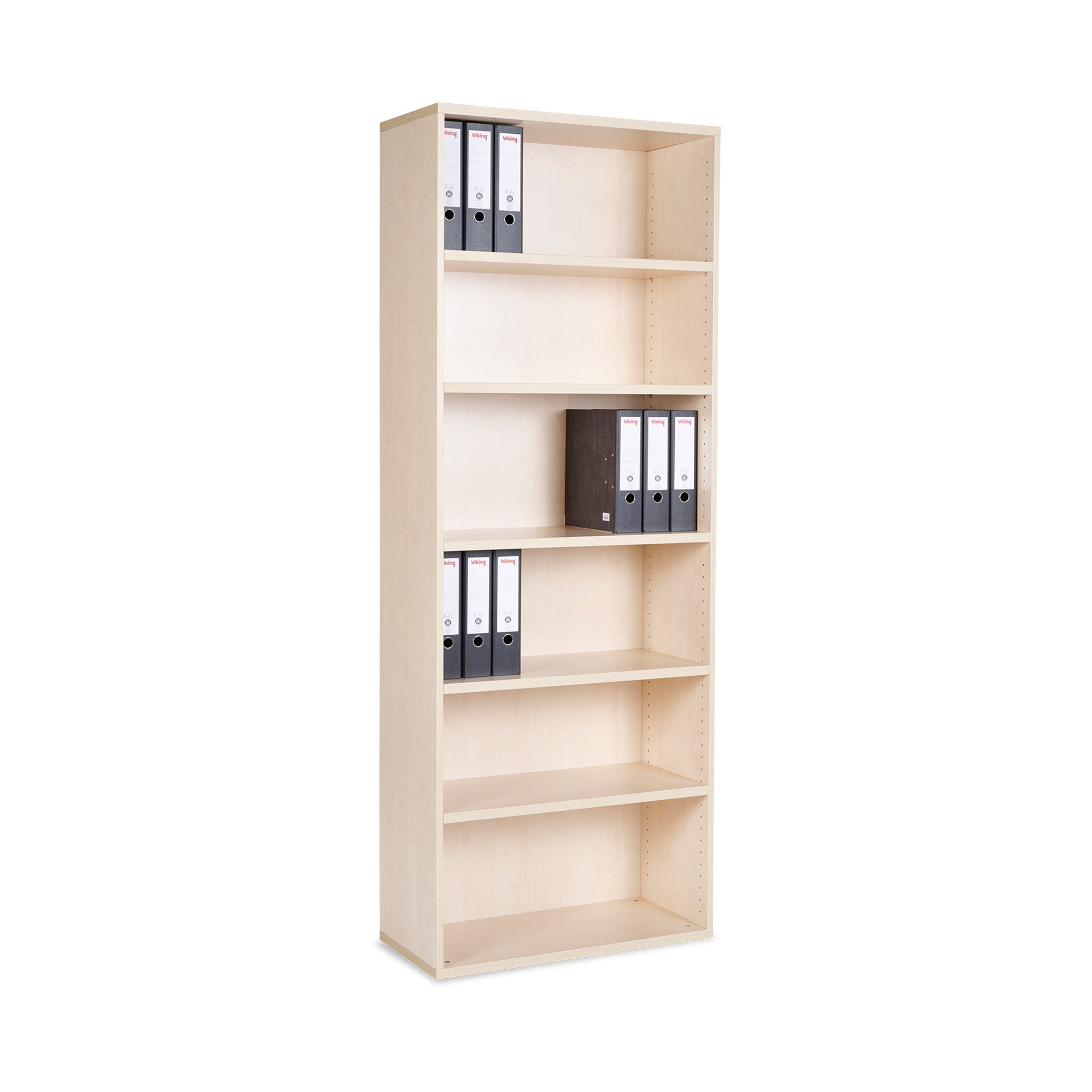 Extra hoher Aktenschrank 800 × 375 × 2150 mm mit Flügeltüren, 6 Ordnerhöhen – Farbe Ahorn Aktenschrank Holz 6 Ordnerhöhen 800x393x2150 mm, Ahorn – natürlich & robust