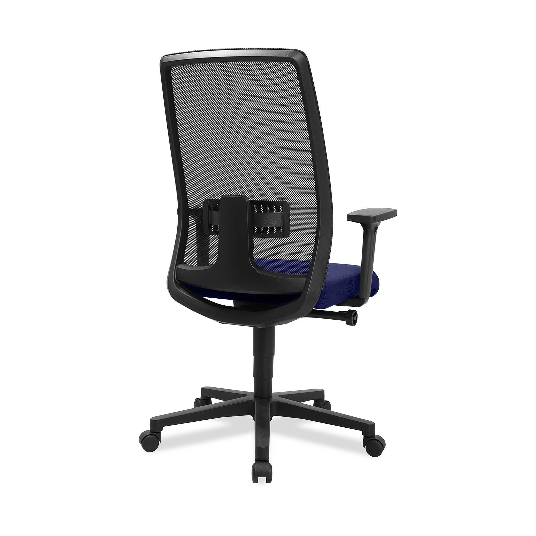 Bürodrehstuhl Eurostar 200 – Ergonomischer Bürostuhl mit h Ordnerhöhener Rückenlehne & Lendenwirbelstütze, Blaues Polster | GS geprüft