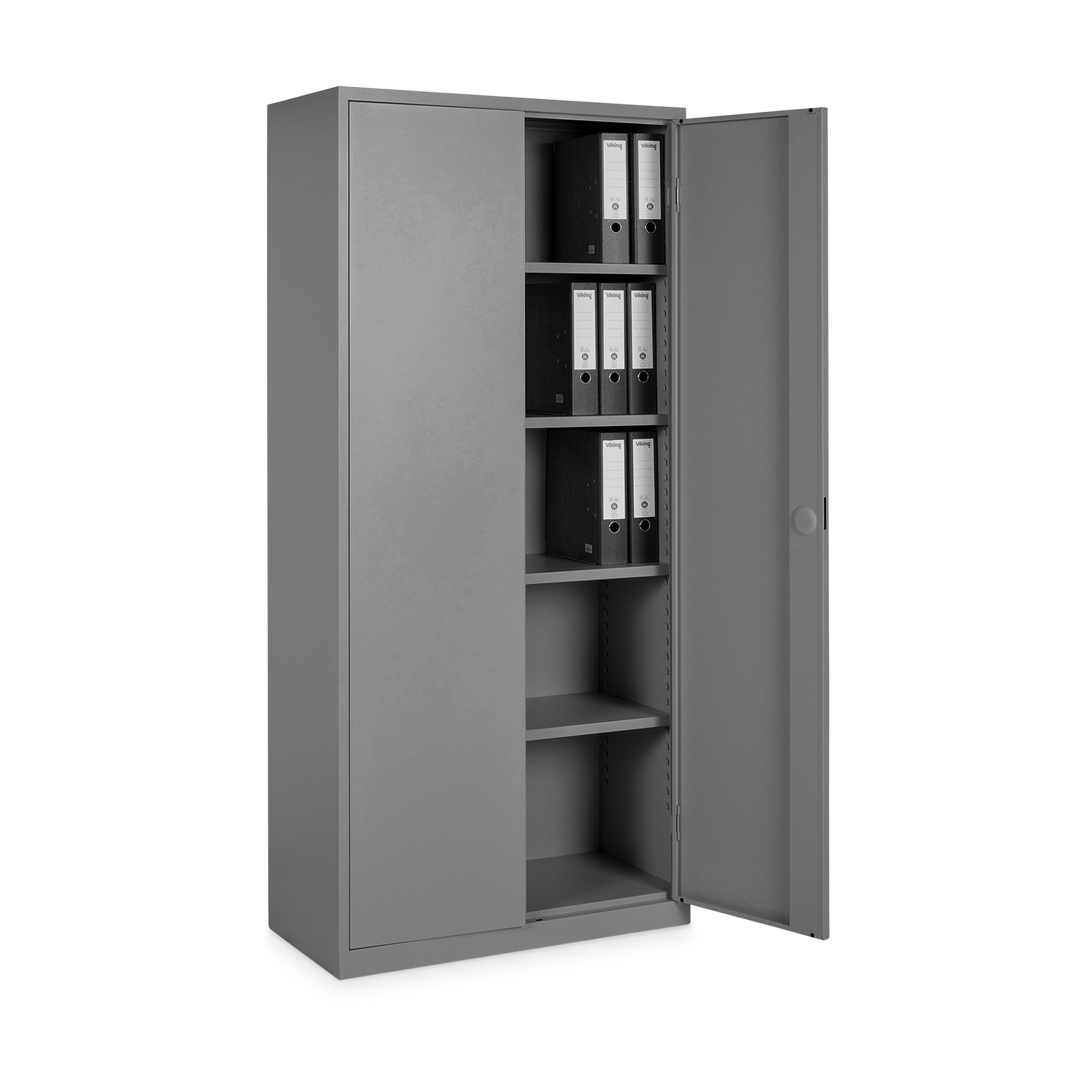 Stahl-Aktenschrank 920 × 420 × 1950 mm (5 Ordnerhöhen), Weißaluminium – stabiler Stahlschrank für Büro, Archiv & Werkstatt