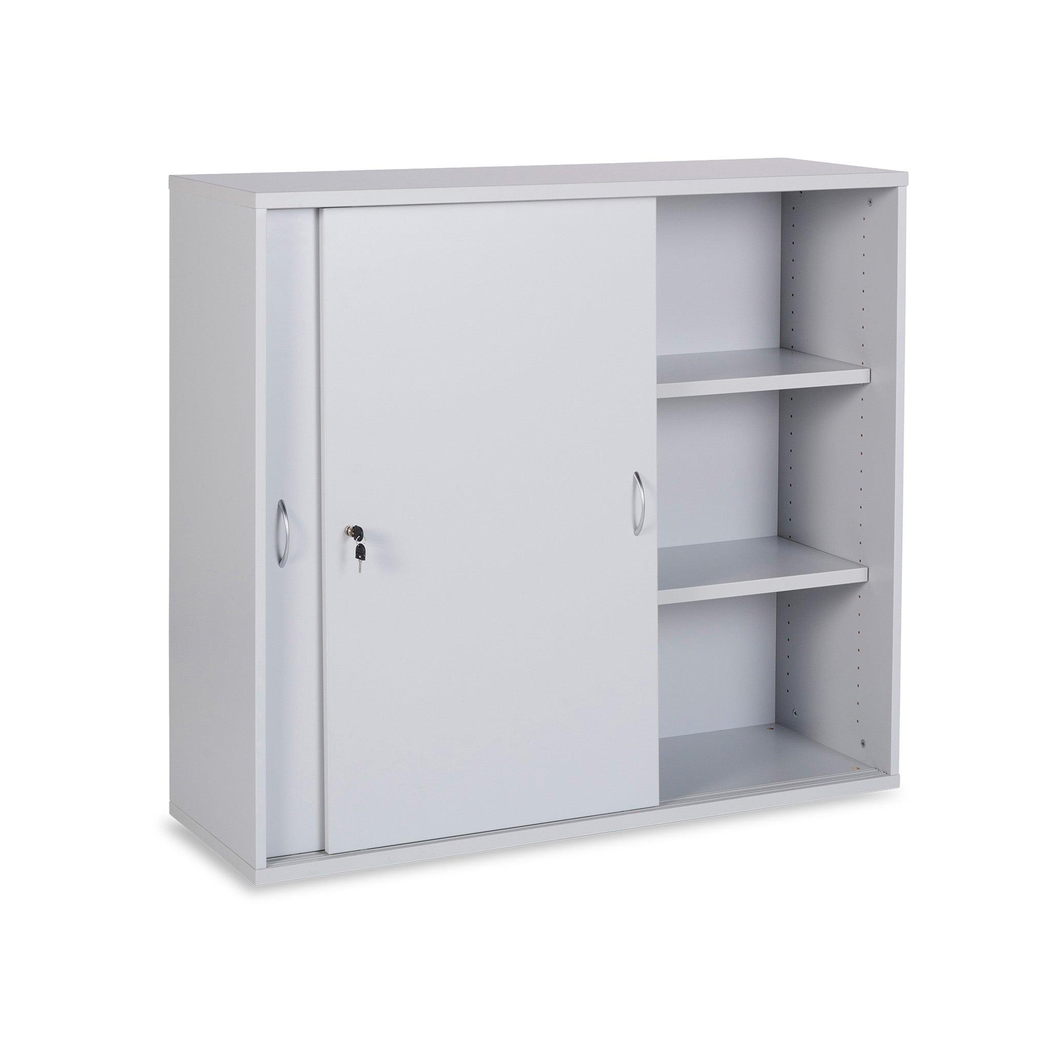 Mittelhoher Schiebetürenschrank 1200 × 400 × 1095 mm, 3 Ordnerhöhen, Farbe Grau/Grau