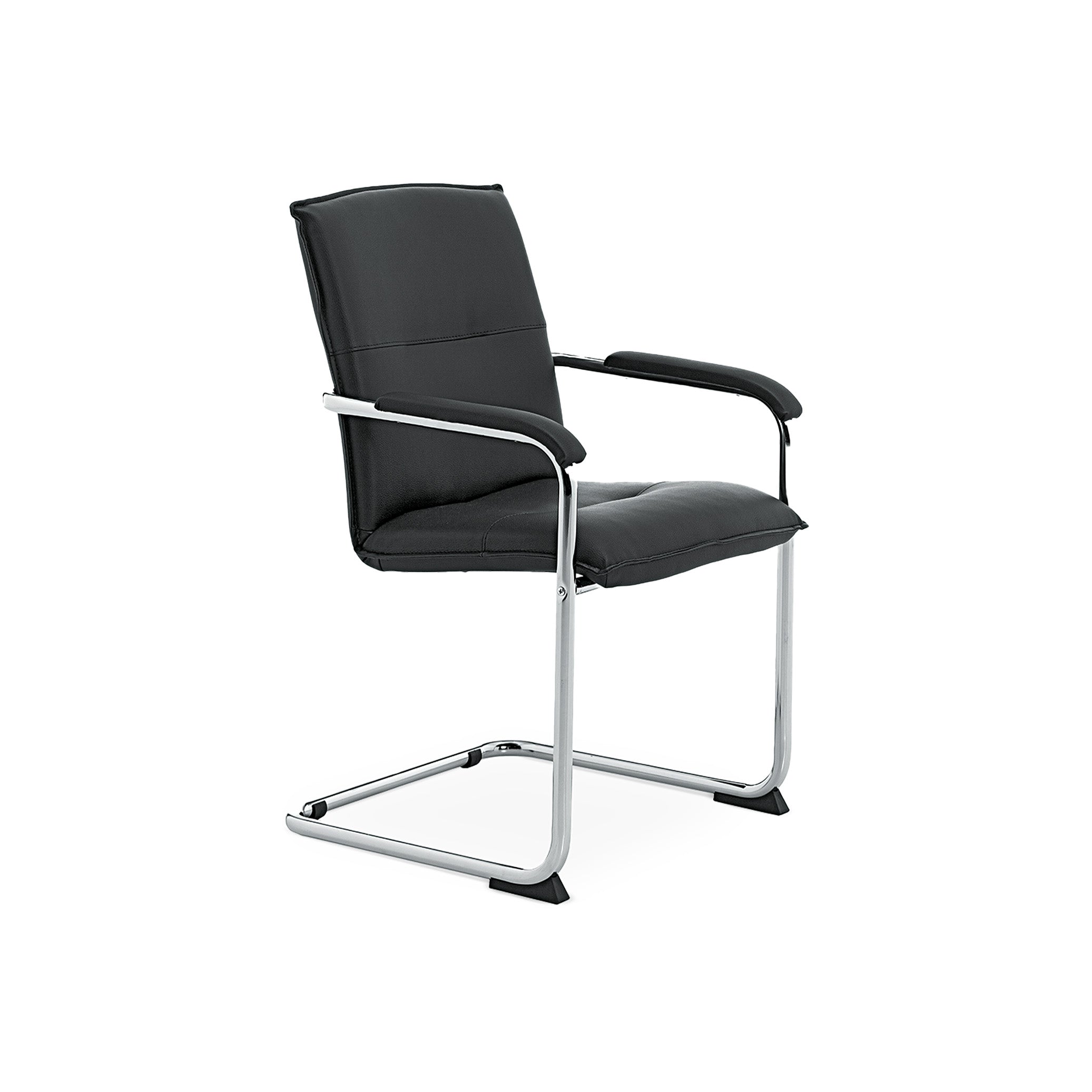 Design-Freischwinger, mit gepolsterten Armlehnen, Farbe Schwarz/Chrom