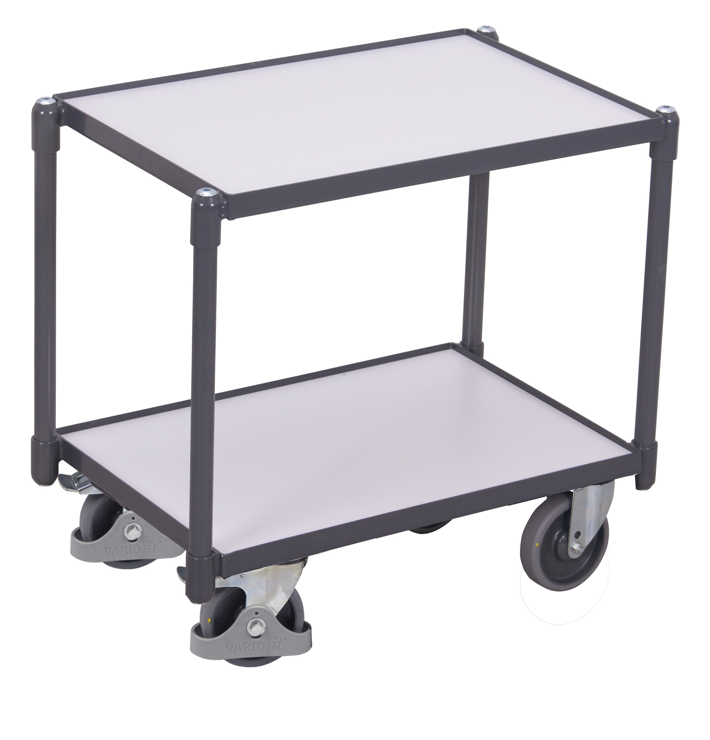 ESD-Roller 675 × 415 mm mit zwei Randböden, elektrisch leitfähig, RAL 7024 – Tragkraft 250 kg für EPA-Bereiche ESD-Roller 675 × 415 mm mit zwei Randböden, elektrisch leitfähig, RAL 7024 – Tragkraft 250 kg für EPA-Bereiche