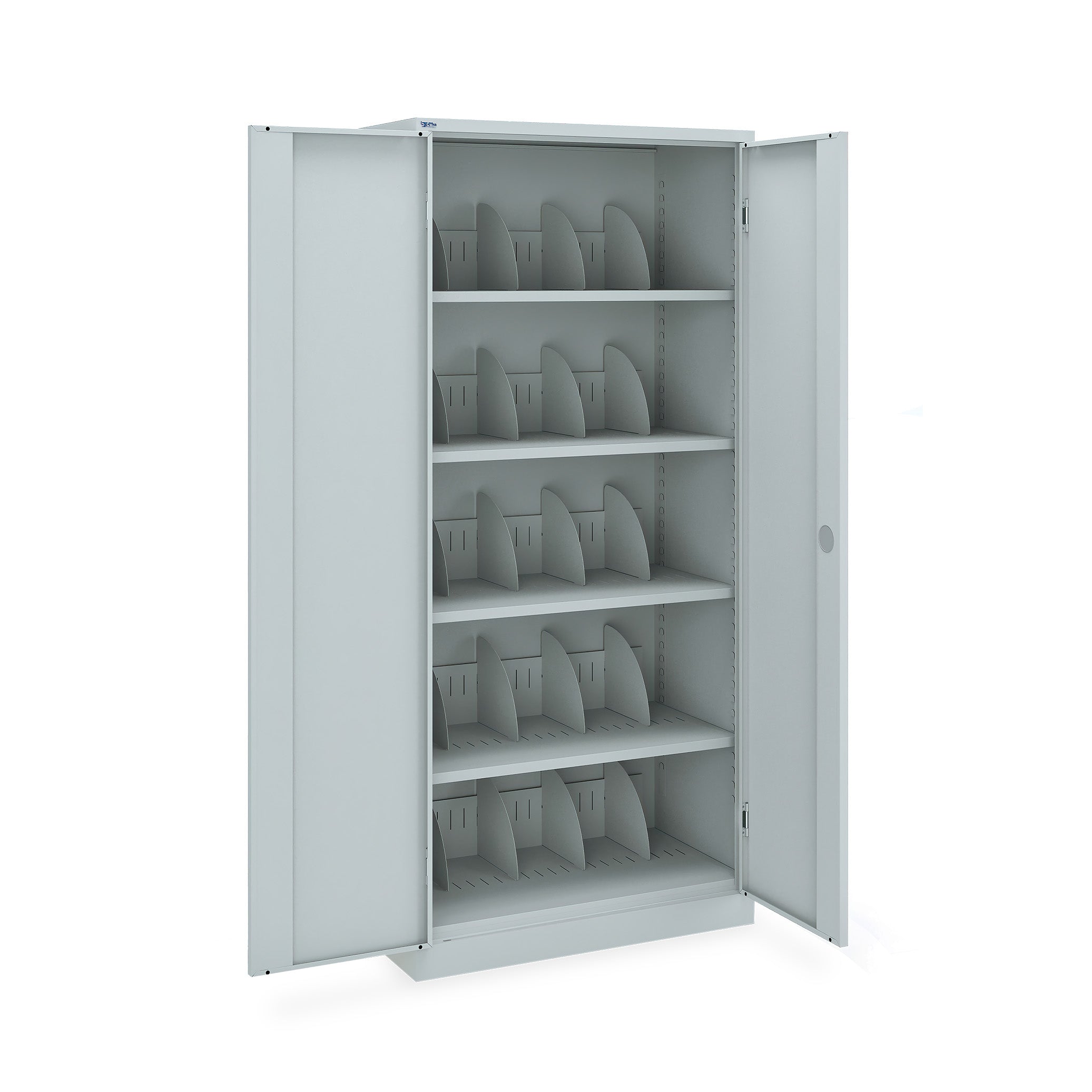 Materialschrank mit Schwerlastböden 1200 × 500 × 1950 mm – 5 Ordnerhöhen, Traglast 100 kg pro Boden, Farbe lichtgrau