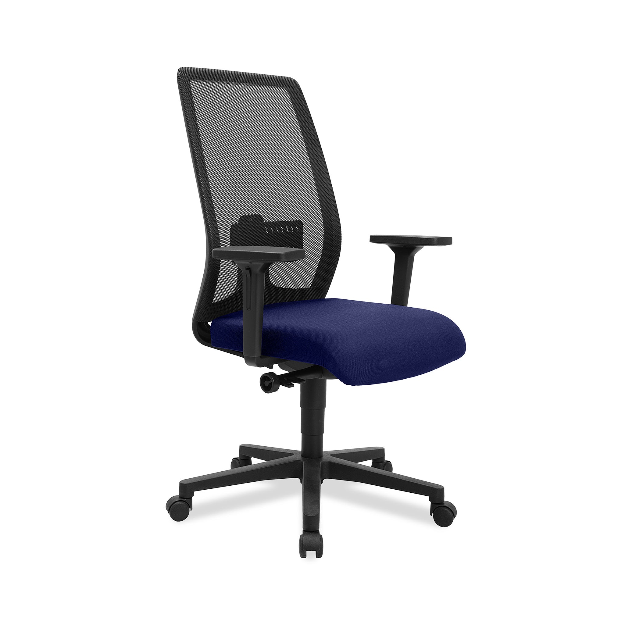 Bürodrehstuhl Eurostar 200 – Ergonomischer Bürostuhl mit h Ordnerhöhener Rückenlehne & Lendenwirbelstütze, Blaues Polster | GS geprüft