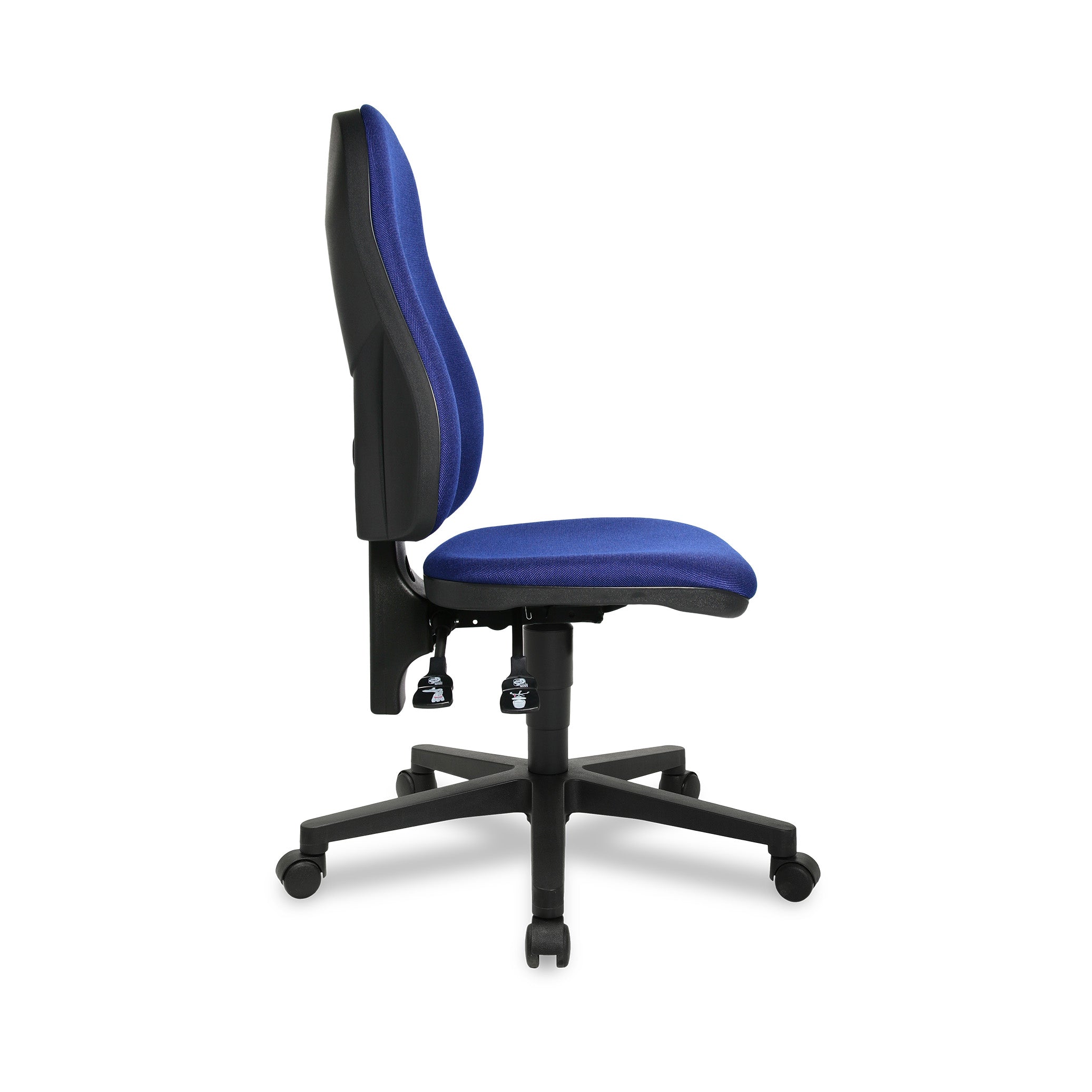 Bürodrehstuhl Point 60 – Ergonomischer Bürostuhl mit verstellbarer Rückenlehne & Lordosenstütze, Blaues Polster | GS geprüft