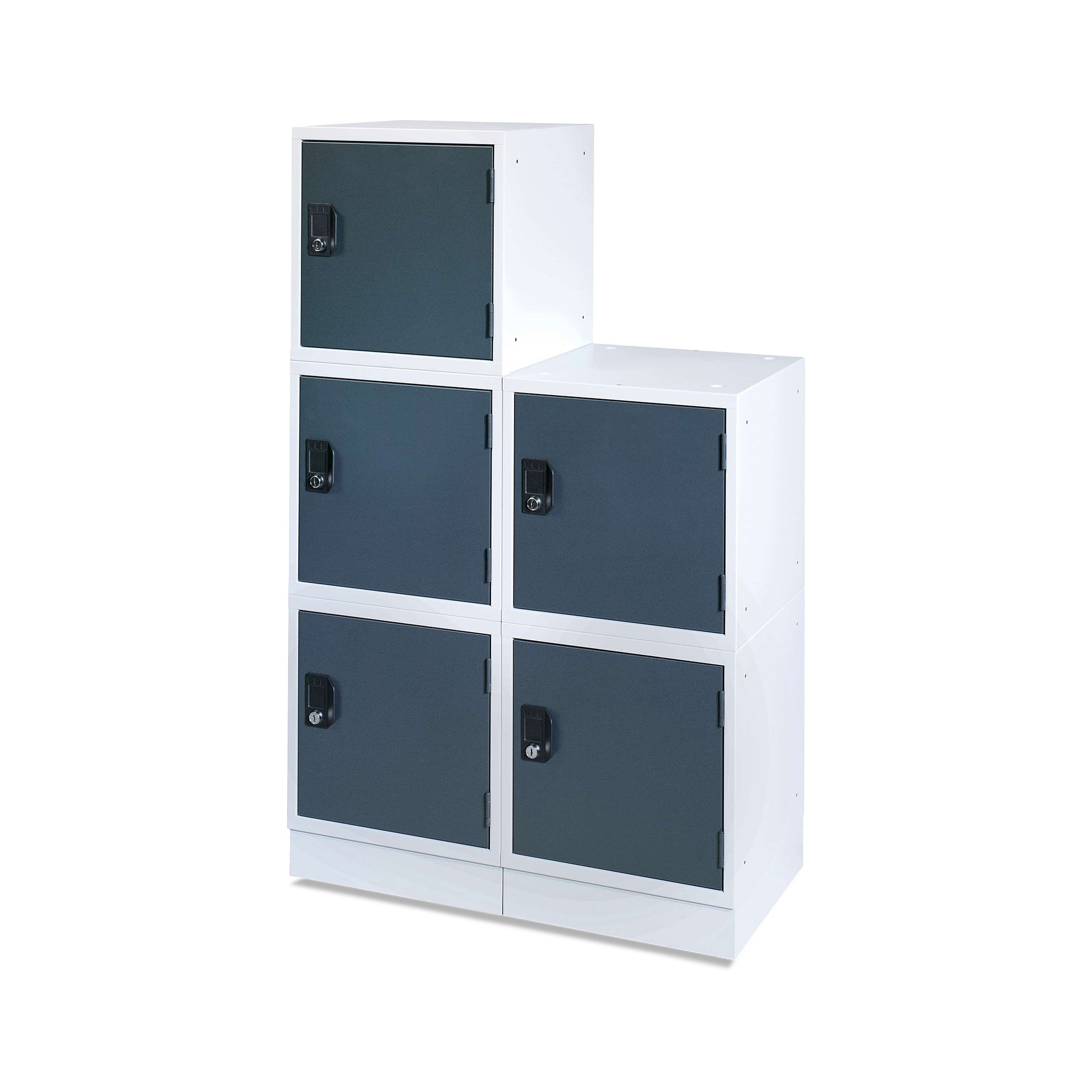 Modularer Schließfachwürfel 450 × 450 × 450 mm, Lichtgrau/Anthrazit – flexibel erweiterbares Aufbewahrungssystem