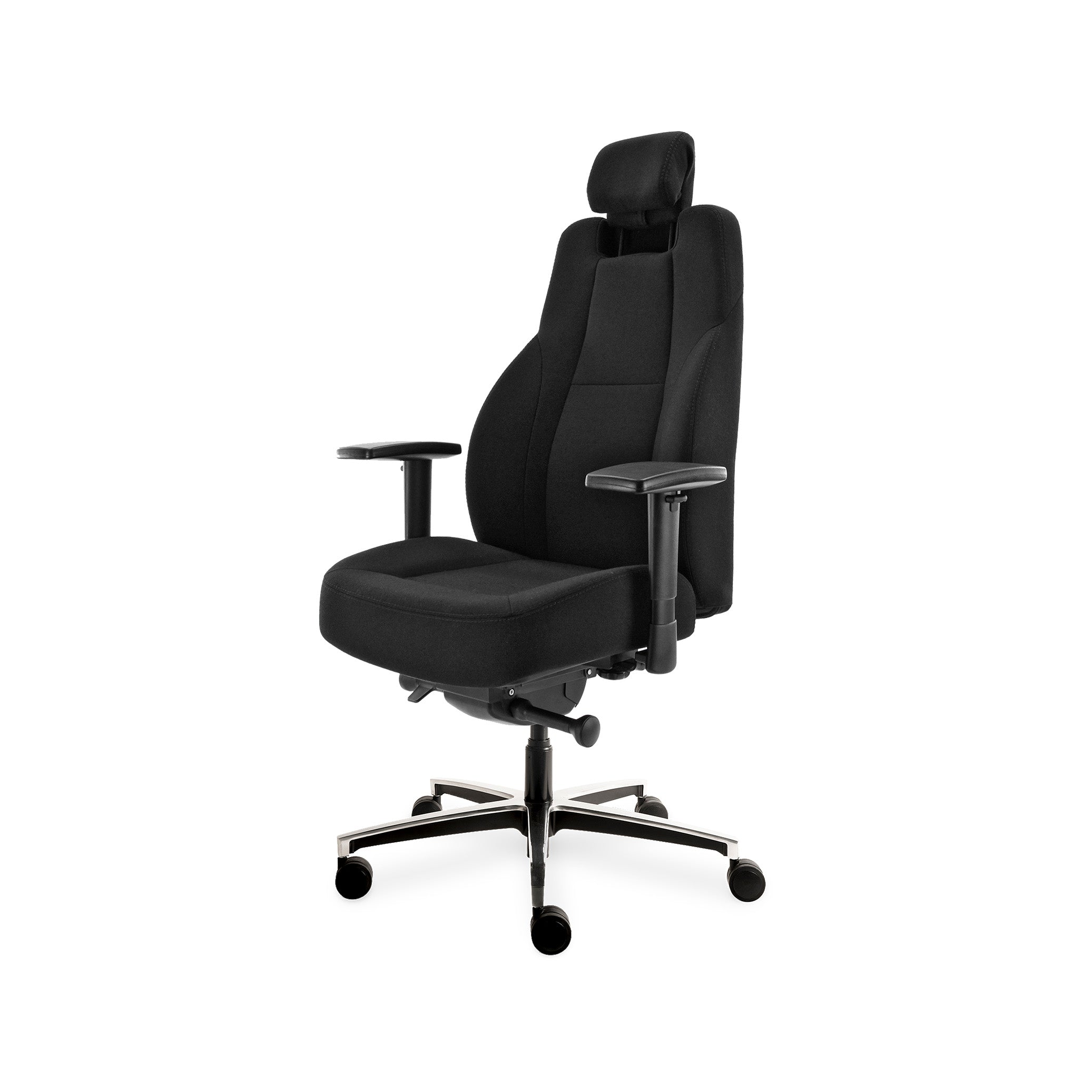 Ergonomischer Komfort-Bürodrehstuhl, für 24h-Einsatz, mit Kopfstütze und hoher Lehne, Farbe Schwarz Ergonomischer Komfort-Bürodrehstuhl, für 24h-Einsatz, mit Kopfstütze und hoher Lehne, Farbe Schwarz