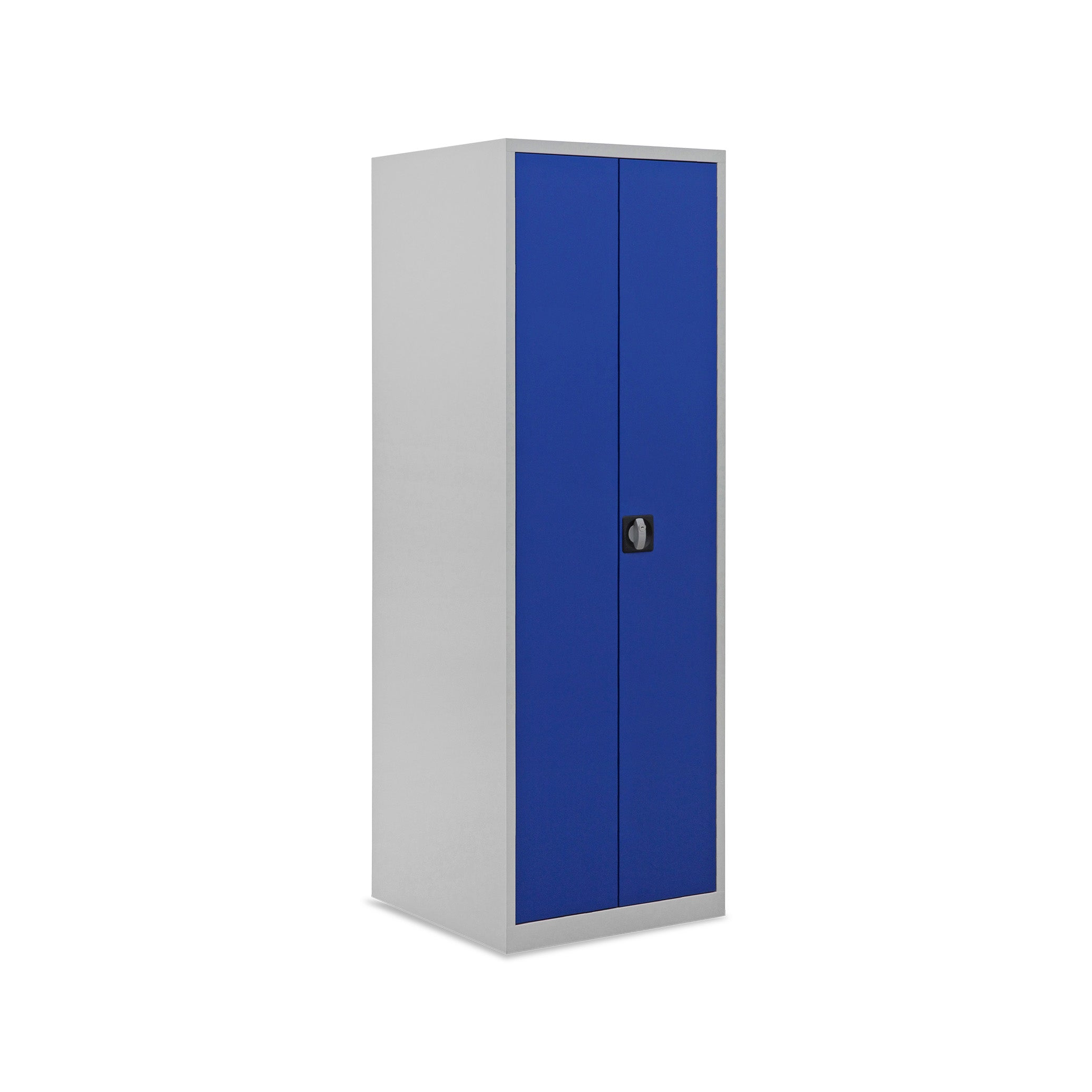 Schlanker Flügeltürenschrank 600 × 600 × 1800 mm, Farbe lichtgrau / enzianblau