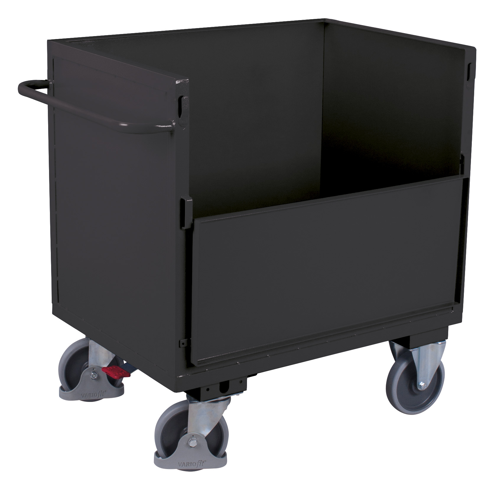 Robuster Blechkastenwagen 1130 × 720 mm, offen, 500 kg Traglast, RAL 7016, ideal für Lager & Werkstatt Flexibler Blechkastenwagen 1330 × 820 mm, offen, 500 kg Traglast, RAL 7016, ideal für Lager & Werkstatt