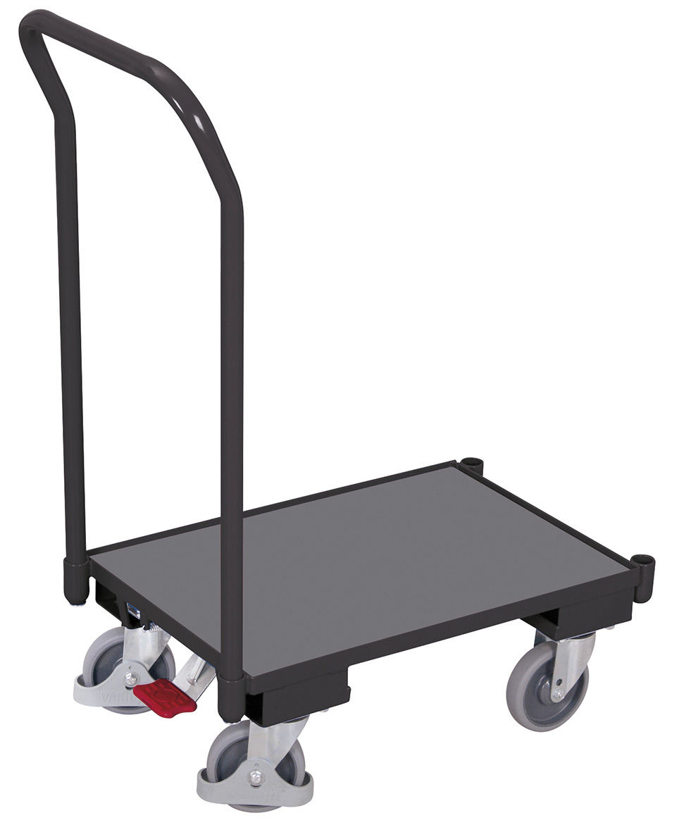 Stabiler Plattformroller 740 × 415 mm mit Holzboden, 10 mm Rand, Eckhülsen und Schiebebügel, 250 kg Traglast, RAL 7016, ideal für Lager & Kommissionierung Stabiler Plattformroller 740 × 415 mm mit Holzboden, 10 mm Rand, Eckhülsen und Schiebebügel, 250 kg Traglast, RAL 7016, ideal für Lager & Kommissionierung