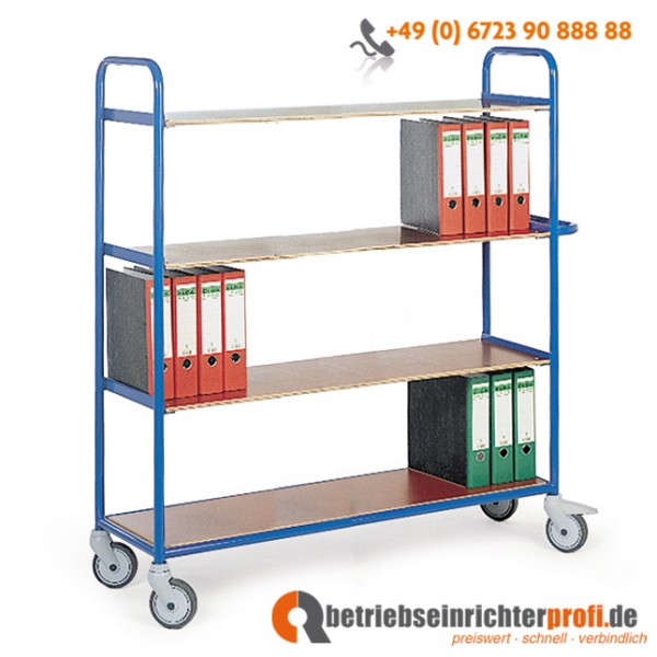 Rotauro Stahlrohr-Etagenwagen mit 4 Ladeflächen 1200 x 400 mm, Traglast 200 kg, ohne Verkleidung