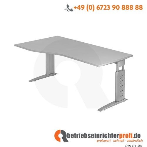 Schreibtisch C-Fuß 180x100/80cm Grau/Silber