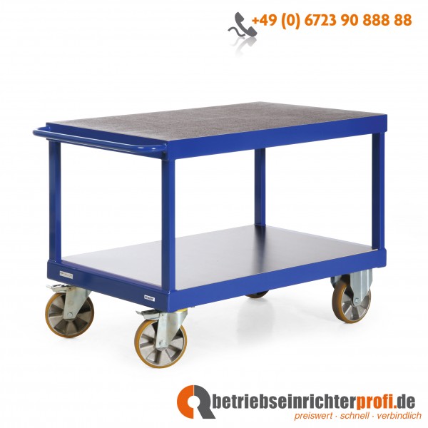Rotauro Schwerlast-Tischwagen mit 2 Ladeflächen 1600 x 800 mm, Traglast 2200 kg