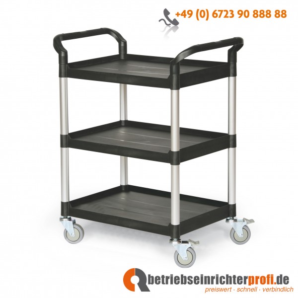 Taurotrade Kunststoff-Etagenwagen mit 3 Ladeflächen 680 × 450 mm, Traglast 240 kg 