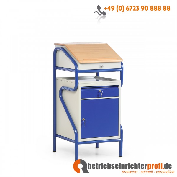 Taurodesk stationäres Stehpult Plus-Serie mit 1 Schrank und 1 Schublade, B 560 H 1200 T 639 mm