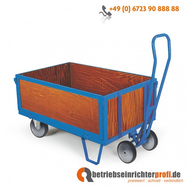 Rotauro Rollplatte, Ladefläche 1250 × 800 mm, mit Seitenwänden 400 mm hoch, Traglast 500 kg