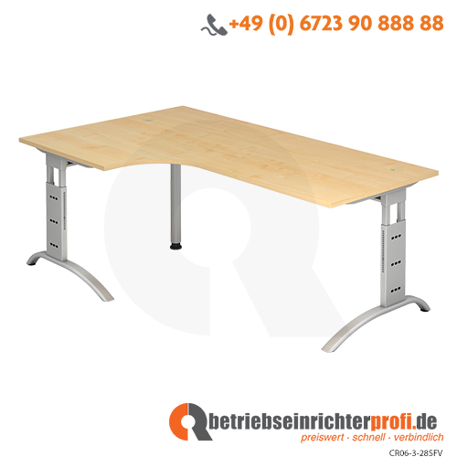 Winkeltisch C-Fuß 200x120cm 90°Ahorn