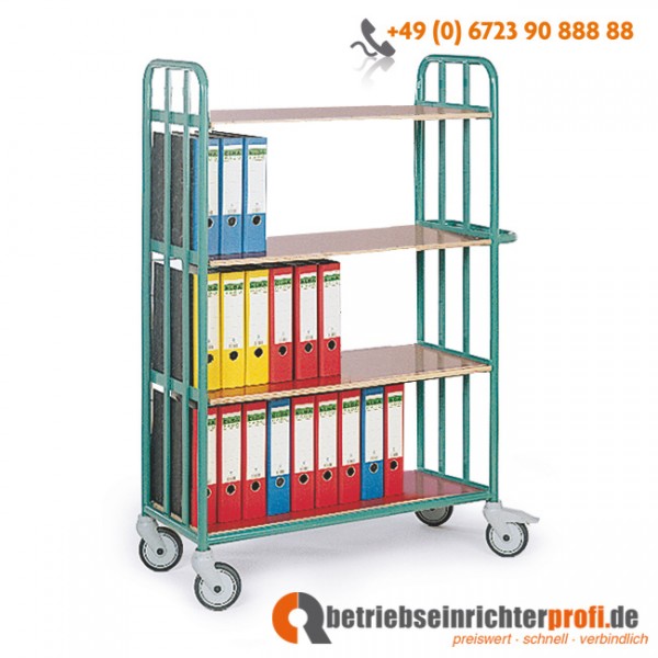 Rotauro Stahlrohr-Etagenwagen mit 4 Ladeflächen 800 x 400 mm, Traglast 200 kg, stirnseitige Verkleidung