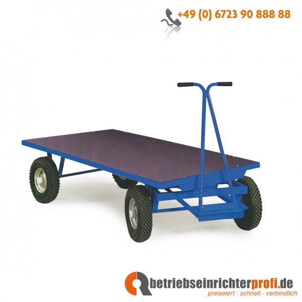 Rotauro Handpritschen-Wagen, Ladefläche 1600 × 900 mm, ohne Bordwände, Traglast 1000 kg, Luftbereifung
