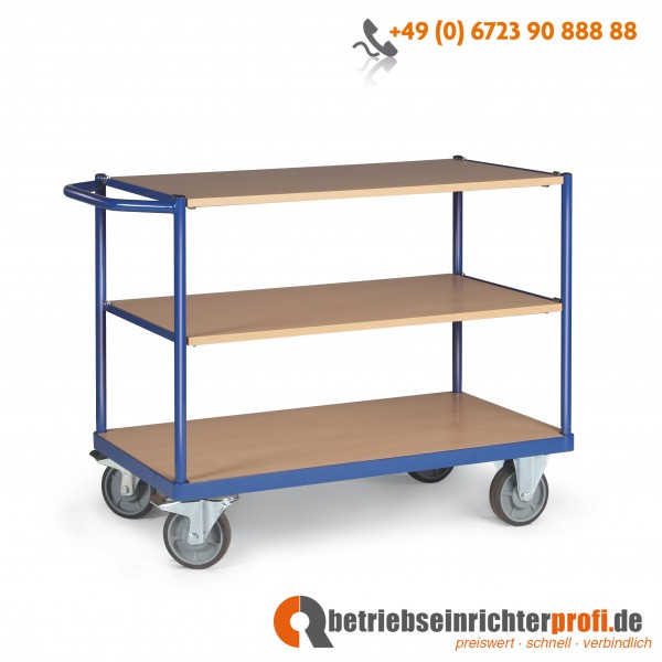 Tauroflex Tischwagen basic mit 3 Ladeflächen 1000 × 600 mm, Traglast 350 kg 