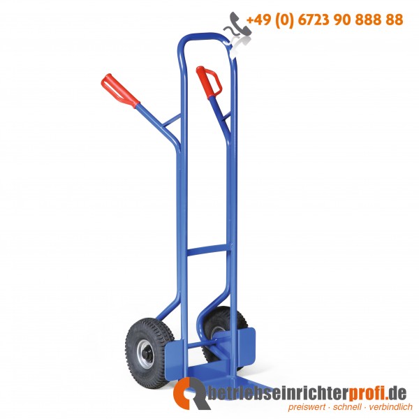 Rotauro Stahlrohr-Stapelkarre, Ladefläche 280 x 250 mm, Luftreifen, Rollenlager, Traglast 350 kg 