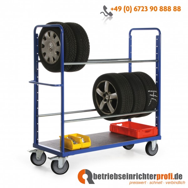 Tauroflex Reifenwagen mit 2 Ebenen, mit Bodenplatte aus Multiplexholz, Traglast 400 kg