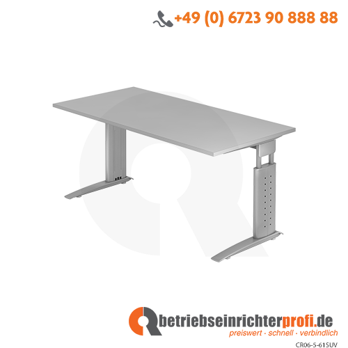 Schreibtisch C-Fuß 160x80cm Grau/Silber