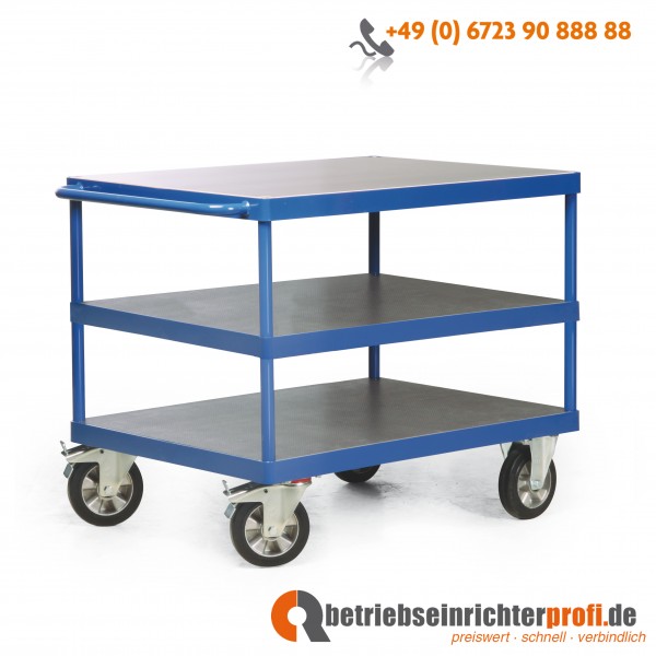 Rotauro Schwerlast-Tischwagen mit 3 Ladeflächen 1000 x 700 mm, Traglast 1200 kg