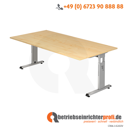 Schreibtisch C-Fuß 200x100cm Ahorn/Silber