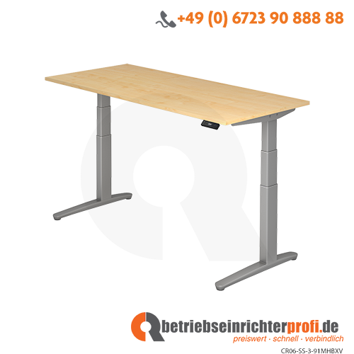 Sitz-Steh-Schreibtisch el.180x80cm Ahorn/silb