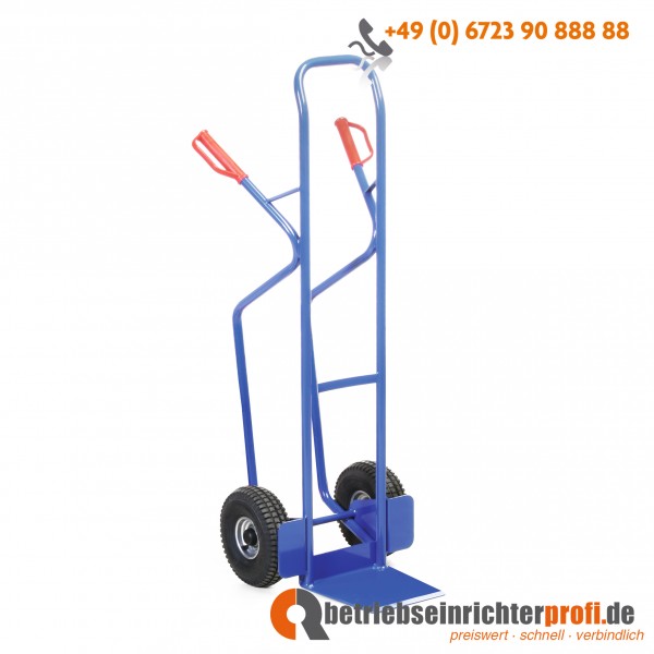 Rotauro Stahlrohr-Stapelkarre, Ladefläche 280 x 250 mm, Luftreifen, Rollenlager, Traglast 350 kg 