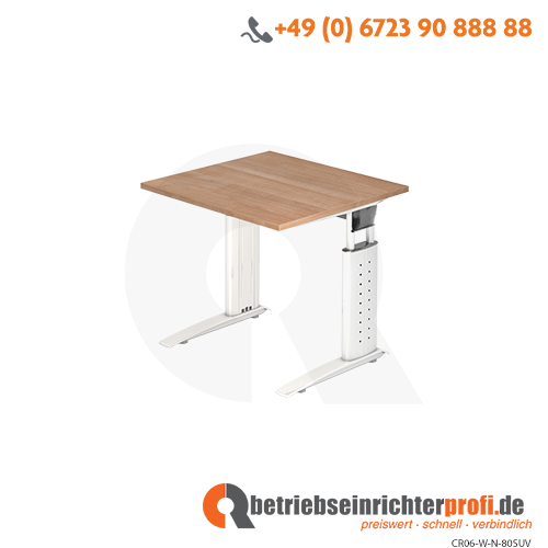 Schreibtisch C-Fuß 80x80cm Nussbaum/Weiß