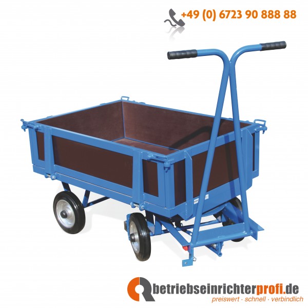 Rotauro Handpritschen-Wagen, Ladefläche 1050 × 700 mm, mit Bordwänden, Traglast 750 kg, Vollgummibereifung