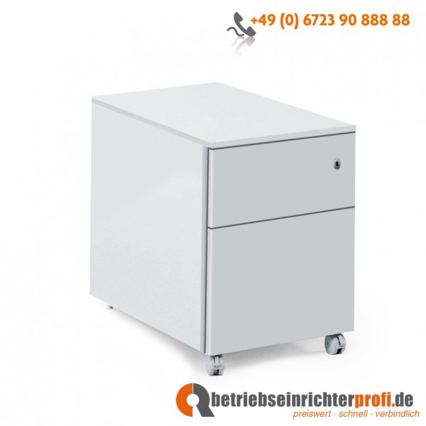 Taurotrade Rollcontainer aus Stahlblech mit 2 Schubladen, eine für Hängeregister, H 610 × B 400 × T 600 mm