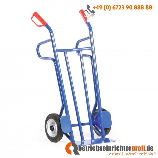 Rotauro Stahlrohr-Sackkarre, Ladefläche 400 x 145 mm, Vollgummireifen, Kugellager, Traglast 500 kg 