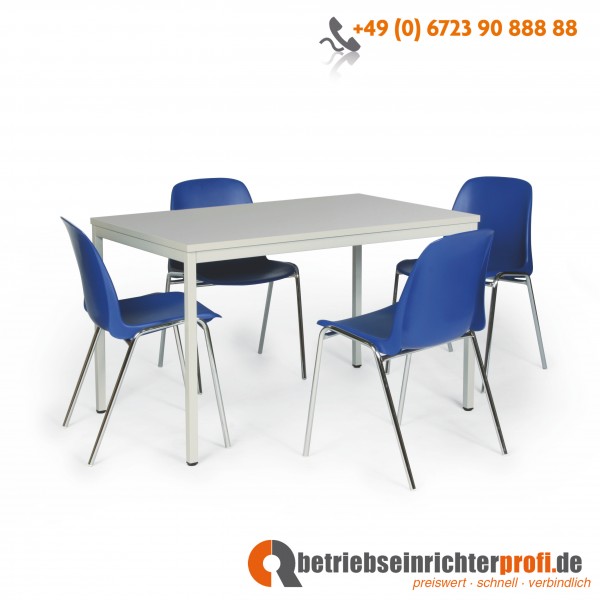 Taurotrade Tisch-Stuhl-Kombinationen mit 1 rechteckiger Tisch 1200 x 800 mm und 4 Kunststoff-Stapelstühlen
