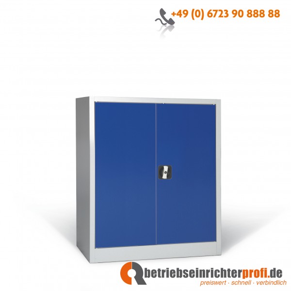 Taurotrade Beistellschrank mit 2 Böden und Türen in RAL 5010, Traglast je 50 kg, 1000 x 800 x 380 mm