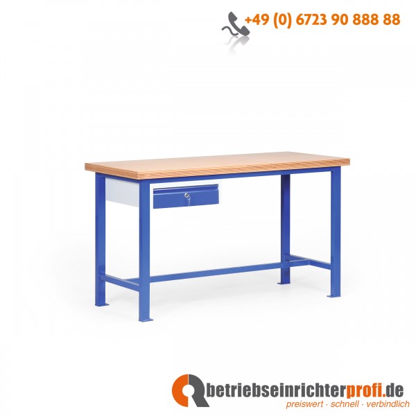 Taurotec Standard-Werkbank mit 1 Schublade und Tischplatte aus Multiplex (40 mm), Traglast 1000 kg, 1500 × 700 mm