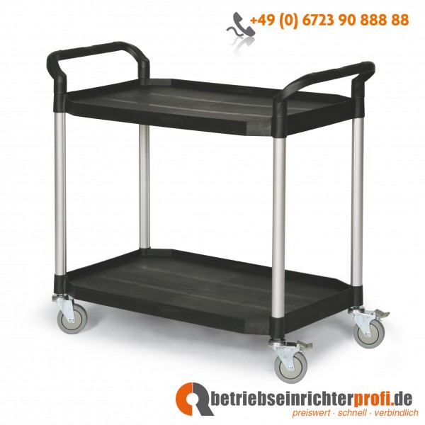 Taurotrade Kunststoff-Etagenwagen mit 2 Ladeflächen 915 × 520 mm, Traglast 250 kg 