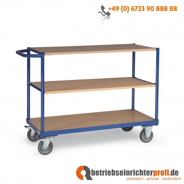 Tauroflex Tischwagen basic mit 3 Ladeflächen 1000 × 600 mm, ohne Bordkante, Traglast 250 kg 