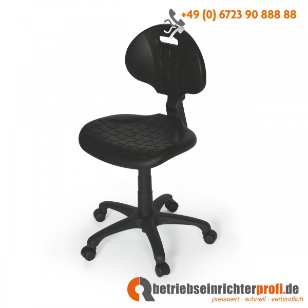 Taurosit Arbeitsstuhl mit Sitz aus PU-Schaum und Rollen, Belastung 110 kg
