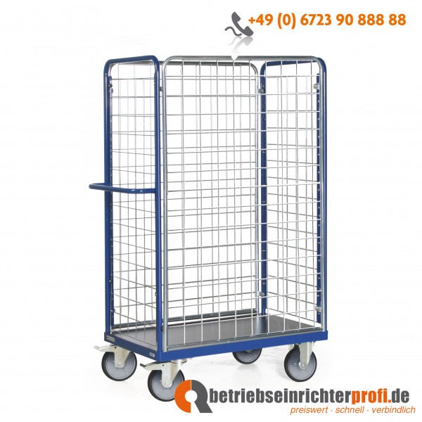 Tauroflex Paketwagen mit 4 Gitterwänden, Ladefläche 1000 × 700 mm, Traglast 600 kg, Gesamthöhe 1800 mm