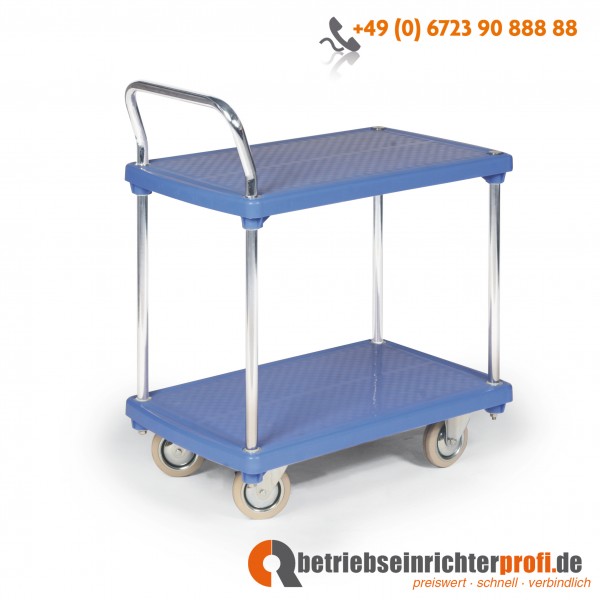 Taurotrade Kleintransportwagen mit 2 Kunststoff-Ladeflächen 810 × 500 mm, Traglast 200 kg