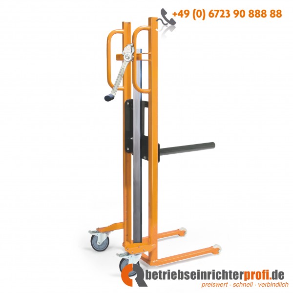 Taurolifter Materialheber mit Aufnahmedorn L 595 mm ø 48mm, Hubhöhe 1203 mm, Traglast 150 kg, mit TPE-Bereifung