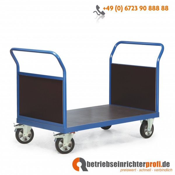 Rotauro Schwerlast-Plattformwagen, Ladefläche 1600 × 800, Traglast 1200 kg, mit 2 Stirnwänden