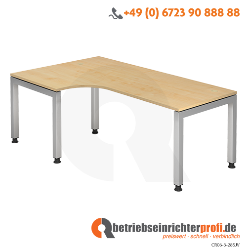 Winkeltisch U-Fuß eckig 200x120cm 90°Ahorn